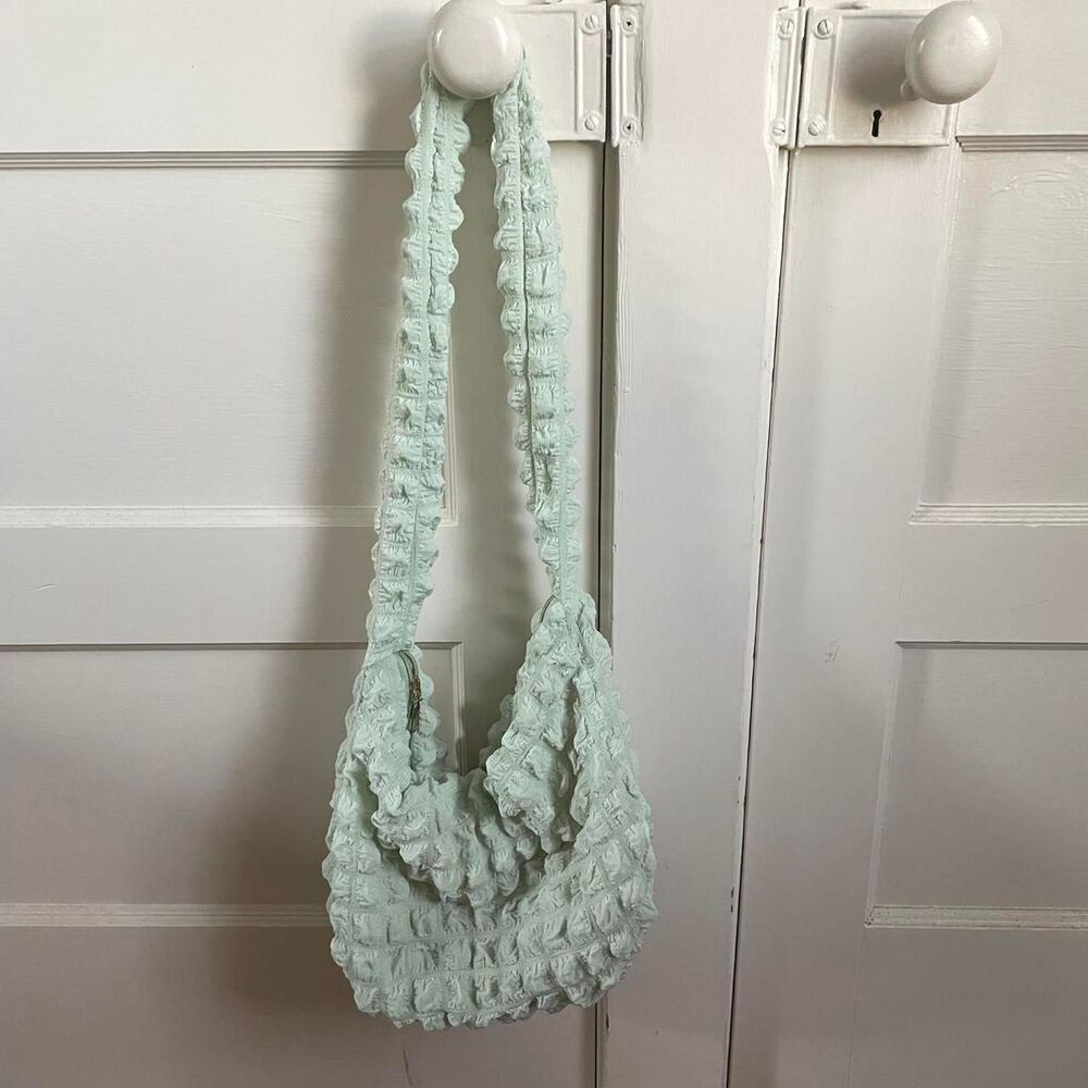Pastel Green Cloud Bubble Quilt Shoulder Boho Bag Fairy Cottage Y2K 2000s Spring - Picture 4 of 7